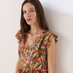 Robe longue imprim�e sans manches - blancheporte