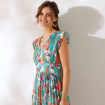 Robe longue imprime, sans manches - coeur au sud