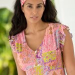 Robe longue imprime sans manches, crpon - blancheporte