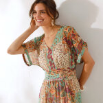 Robe longue imprime, voile - coeur au sud