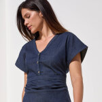 Robe longue en jean, manches courtes - blancheporte