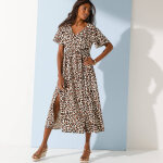 Robe longue manches papillons, imprimé léopard - blancheporte Robe longue manches papillons, imprimé léopard - blancheporte