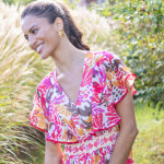 Robe longue manches volant�es, imprim� multicolore - blancheporte