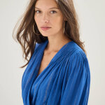 Robe longue  portefeuille  en cr�pon, doubl�e - blancheporte