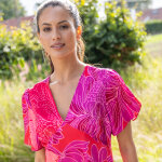 Robe longue satin�e, imprim� floral - blancheporte