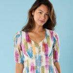 Robe longue spcial petites, voile imprim - blancheporte