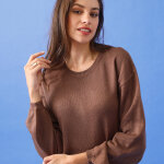 Robe longue en tricot manches blousantes - blancheporte