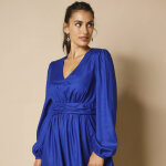 Robe longue unie, ceinture fantaisie - blancheporte