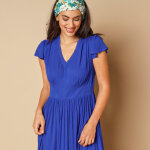 Robe longue unie - 44 - bleu - lora zellini