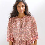 Robe longue en voile imprim�, manches papillon - blancheporte