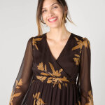 Robe longue volant, voile imprimé - blancheporte Robe longue volant, voile imprimé - blancheporte