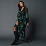Robe longue volant, voile imprimé - blancheporte Robe longue volant, voile imprimé - blancheporte