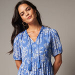 Robe longue volant�e imprim�e - blancheporte