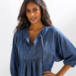 Robe longue volant�e en jean - blancheporte