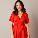 Robe longue volante unie, manches courtes - lora zellini