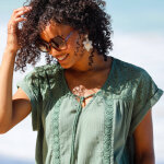 Robe macramé, crépon coton - blancheporte Robe macramé, crépon coton - blancheporte