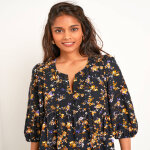 Robe manches blousantes, imprim fleuri - blancheporte