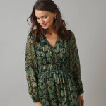 Robe manches longues détails volantés, voile jacquard imprimé - lora zellini Robe manches longues détails volantés, voile jacquard imprimé - lora zellini