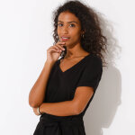 Robe mi - longue ceinture col v, maille unie - blancheporte