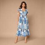 Robe mi - longue imprime, manches courte - lora zellini