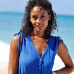 Robe de plage courte, crpon uni - blancheporte