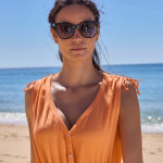 Robe de plage courte, cr�pon uni - blancheporte