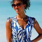 Robe de plage imprim�e, cr�pon - blancheporte