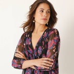 Robe  plis, voile imprim fleuri - blancheporte