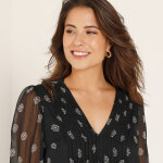 Robe  plis, voile imprim pois - blancheporte