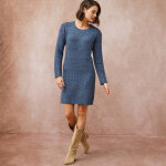 Robe - pull chine manches longues, paule boutonne - blancheporte