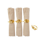 Ronds de serviettes feuillage, mtal dor - lot de 4 - blancheporte