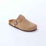 Sabots croûte de cuir avec boucle réglable - blancheporte Sabots croûte de cuir avec boucle réglable - blancheporte