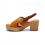 Sandales compens�es dessus crois� caramel - blancheporte