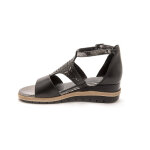 Sandales cuir ajour paillet largeur confort - 37 - noir - pdiconfort