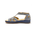 Sandales imprimes en cuir grande largeur - pdiconfort