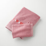 Serviettes de bain brodes c?urs - colombine
