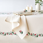 Serviette de table en coton brod - lot de 3 - blancheporte