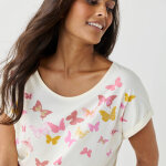 T - shirt boite, imprim� papillons - blancheporte