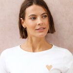 T - shirt boutonn� uni broderie coeur en coton biologique( * * ) - blancheporte