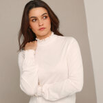 T - shirt col montant manches smock�es - blancheporte