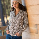 T - shirt col montant zipp� imprim� z�br� - blancheporte