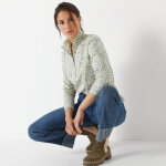 T - shirt col montant zipp� imprim� z�br� - blancheporte