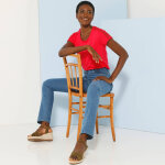 T - shirt col rond dentelle - blancheporte