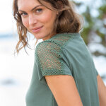 T - shirt col rond dentelle - blancheporte