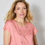 T - shirt col rond imprimé cerises dorées - blancheporte T - shirt col rond imprimé cerises dorées - blancheporte