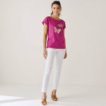 T - shirt col rond imprim� papillon dor� - blancheporte