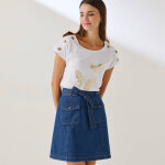 T - shirt col rond imprim� papillon dor� - blancheporte