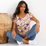 T - shirt col rond imprim� tropical - blancheporte