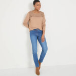 T - shirt col rond manches longues dentelle - blancheporte