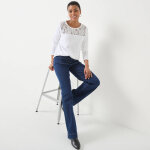 T - shirt col rond manches longues dentelle - blancheporte
